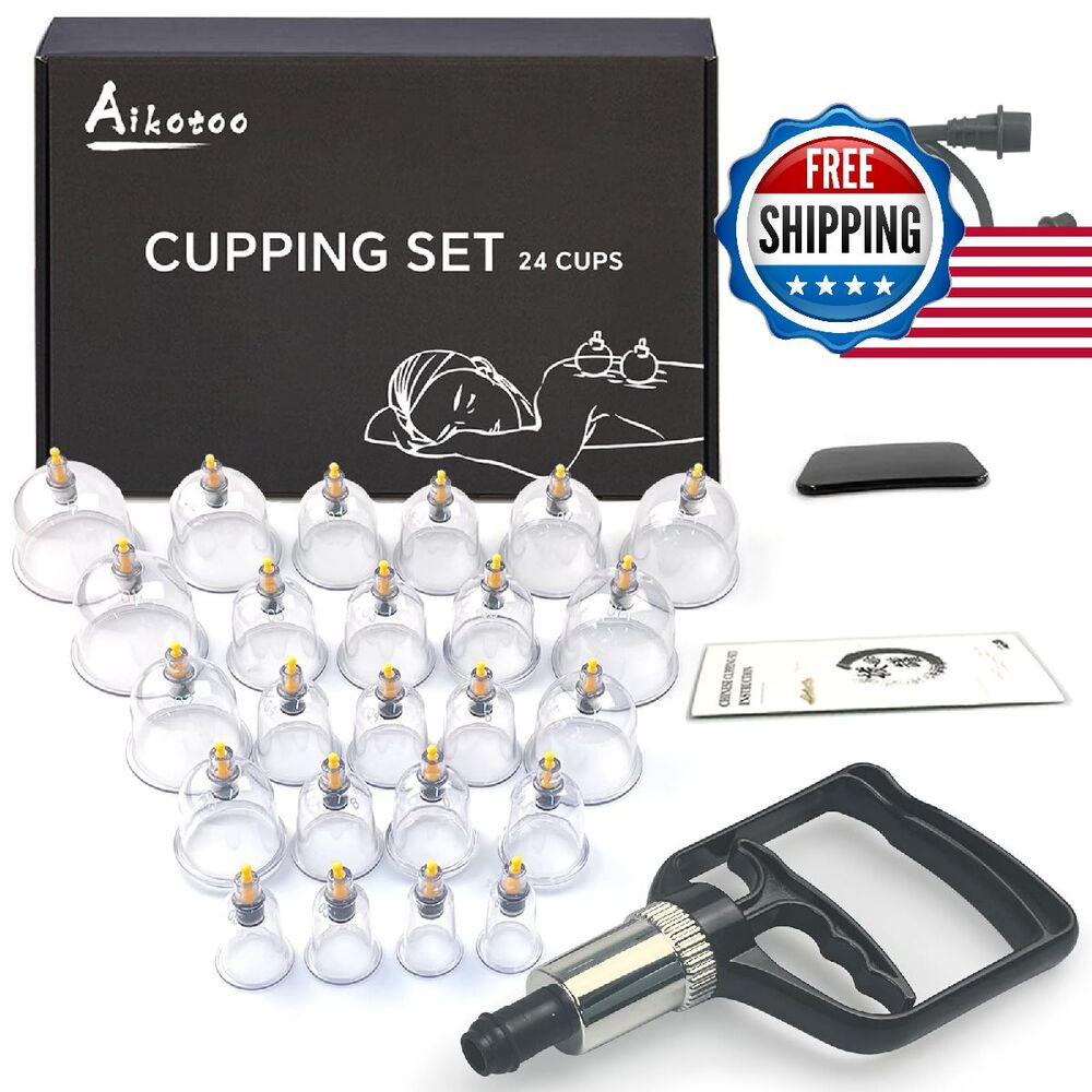 Cupping Kit for Massage Therapy Set with Pump 24 Massage Cups for Cellul